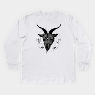 sign of the goat in black and white Kids Long Sleeve T-Shirt